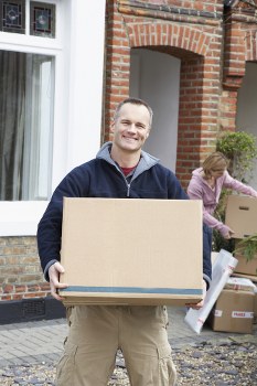 Removal van in Kentishtown on a residential street