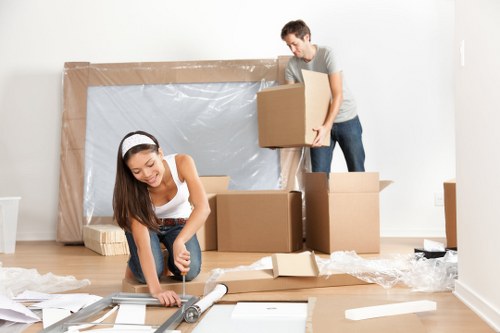 Packed household items ready for removals in Kentishtown