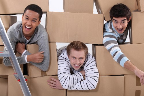 Packed student belongings ready for removal in Kentishtown