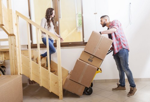 Packing and labeling office items for a move